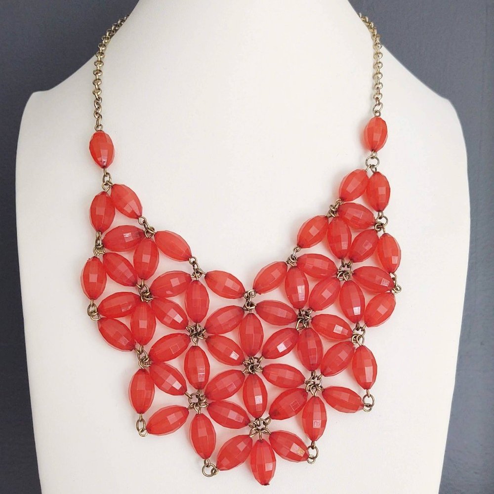 Dark orange bib necklace